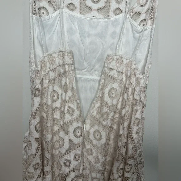 Free People Lace Just Like Honey Ivory Nude Boho Bridal Shower Dress Size 6 - Picture 9 of 15